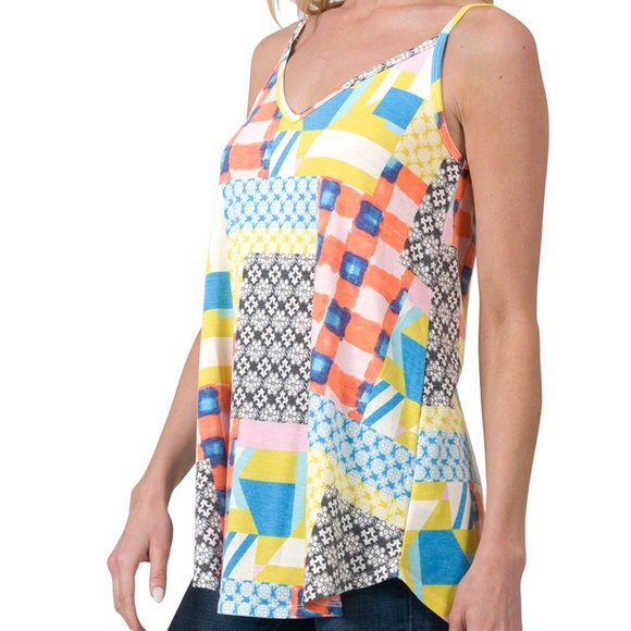 NWT ZENANA PRINT FRONT & BACK REVERSIBLE SPAGHETTI CAMI - Picture 2 of 7